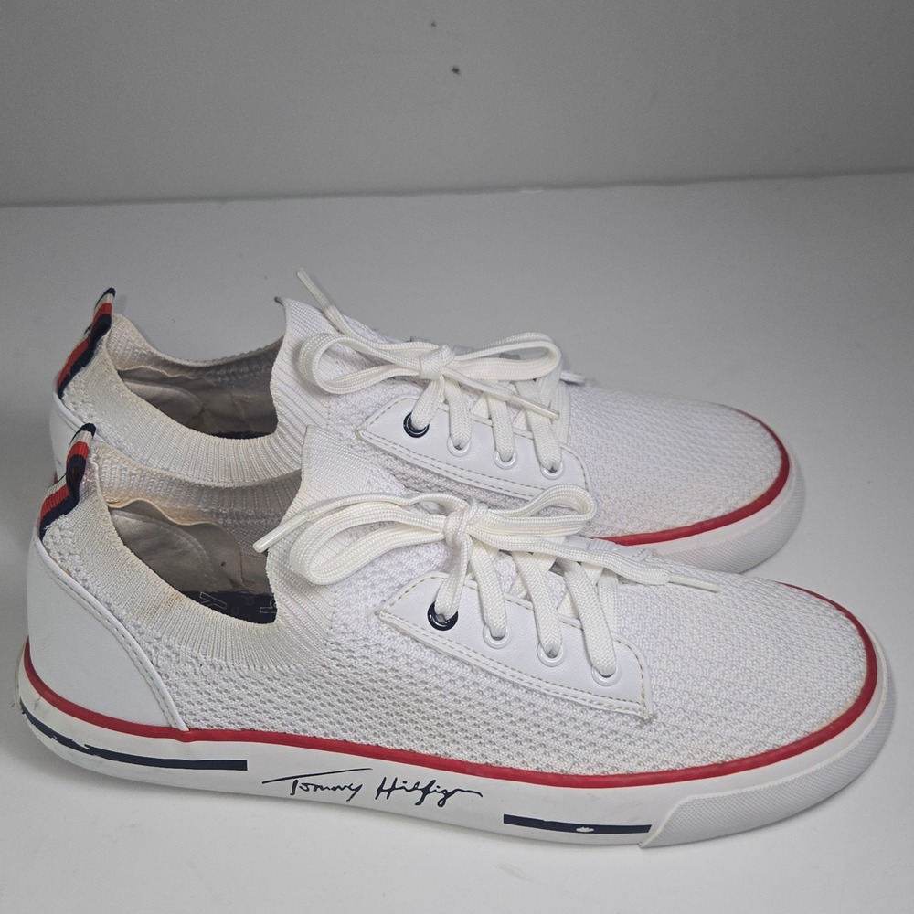 Tommy Hilfiger Women's TWGESSII White Knit Lace Up Sneakers Size 9M - Picture 7 of 10